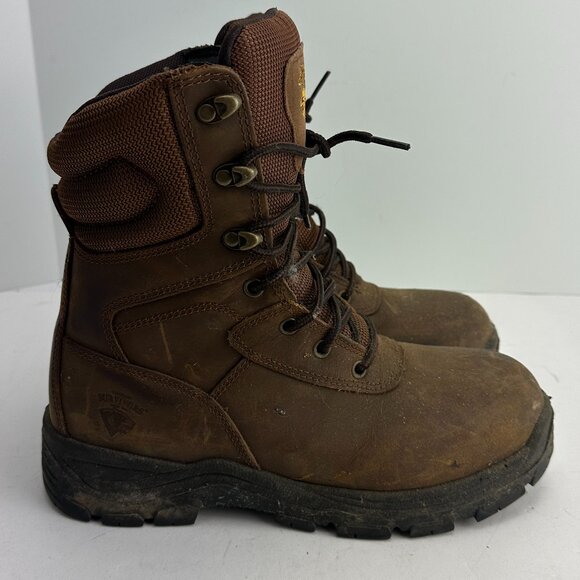 Men\'s Herman Survivors Brown Leather Round Safety Toe Work Boots Size 8W main image 4